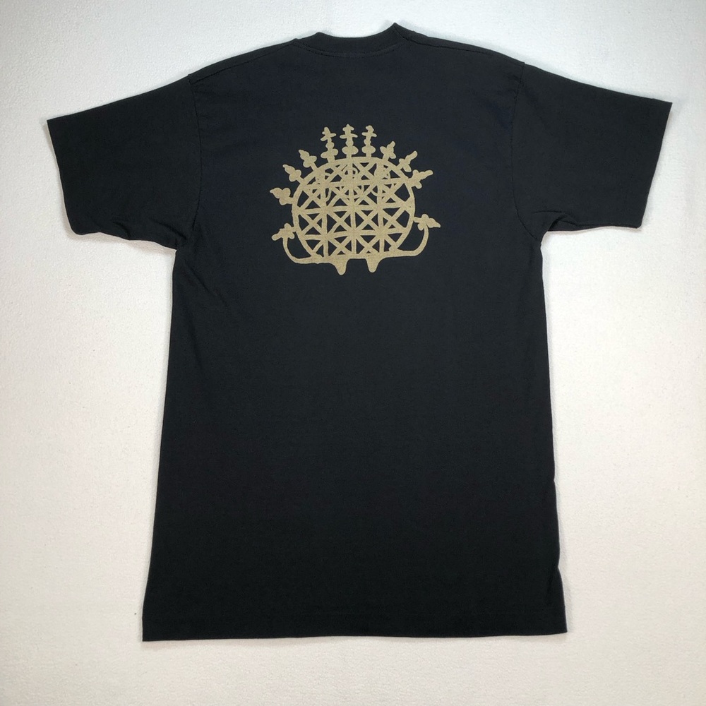 VTG Fruit of the Loom T Shirt Mens L Black 90's Made in USA Single Stitch